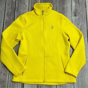 Spyder Bright Yellow Core Sweater Jacket Full Zip Logo L Warm Ski Outdoors